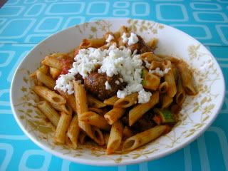 penne and meatballs