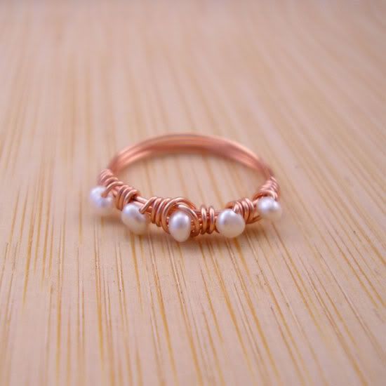 copper pearl ring