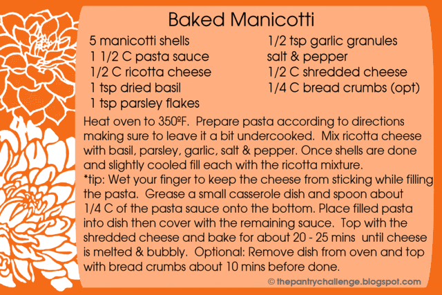 baked manicotti recipe card