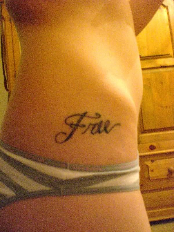 I got this tattooed on my hip a few months ago. I also have my belly pierced 