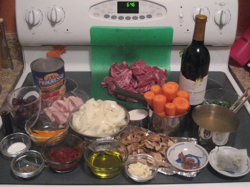 mis-en-place for beef provencal