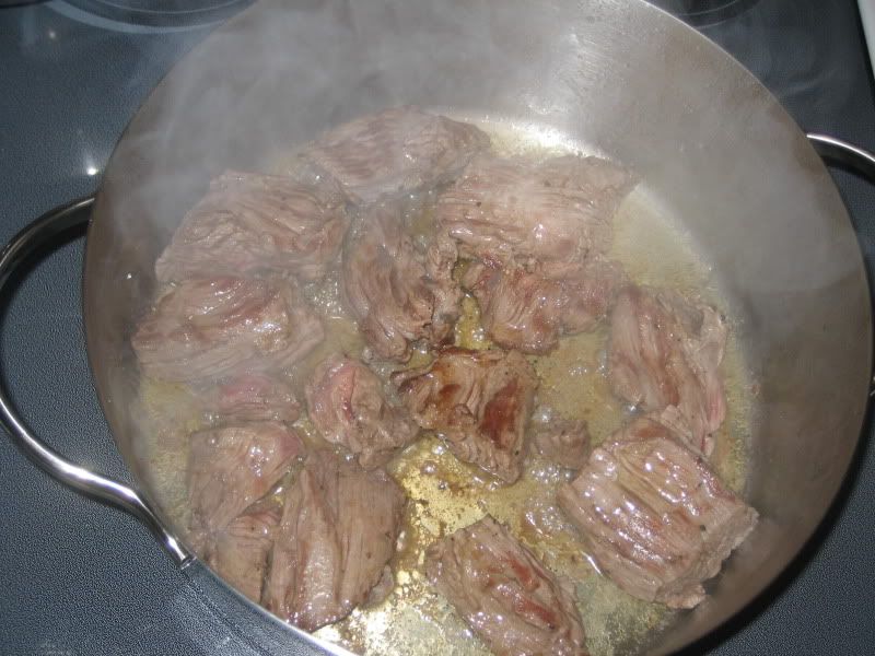 steaming browning beef