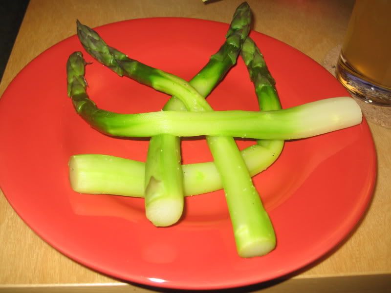 steamed peeled asparagus