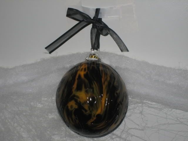 orange and black glass ornaments