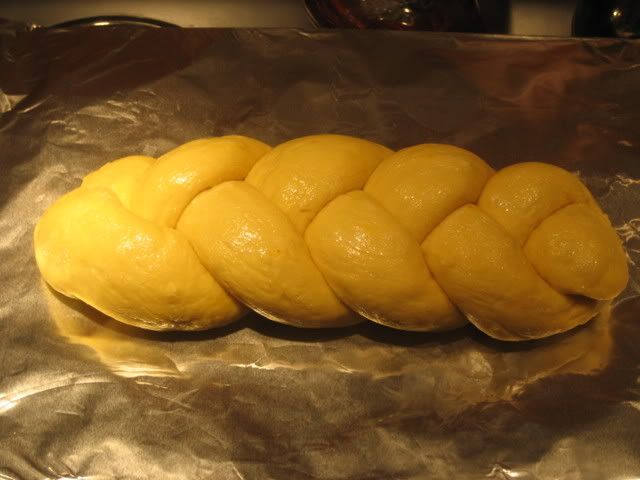 Braided raised dough, saffron colored