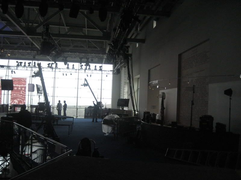 heavily backlit platform for GOP debate