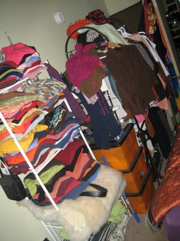 clothing racks in bedroom