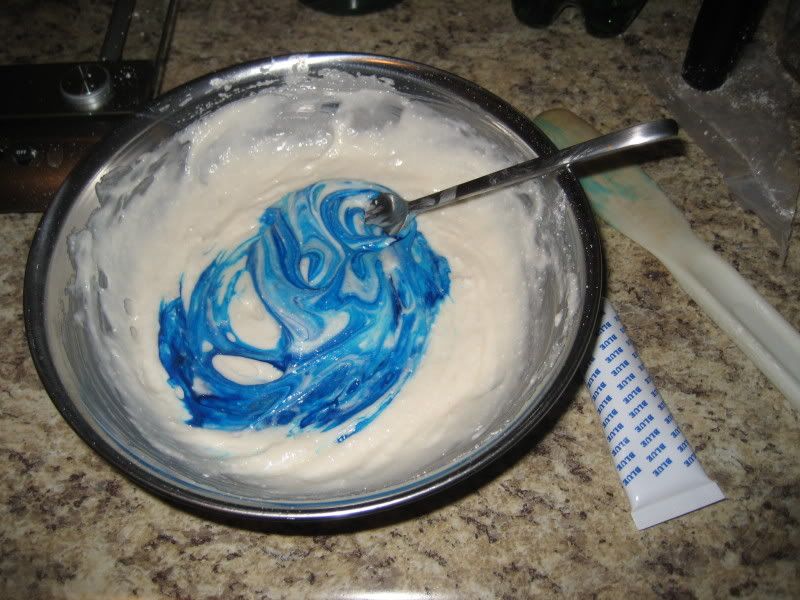 Rainbow Cake Color swirls in blue