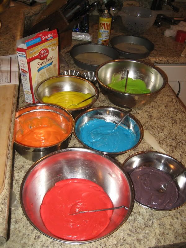 6 colors of Rainbow Cake Batter