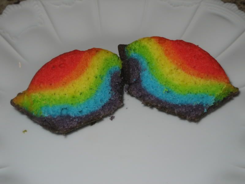 Rainbow cupcake innards
