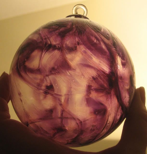 Purple ornament closeup backlit