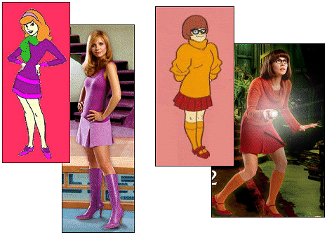 From the cartoon series 'Scooby Doo,' Daphne Blake (AKA 'Danger-prone Daphne') is the coy and demure ghostbuster that is eternally captured and saved by Freddie, the male lead that is cryptically wearing an ascot. Velma Dace Dinkley is the resident genius of the group, and is often the member of the team that deciphers the clues and solve the crimes. She is also lacking in self-confidence, clumsy, and is considered sort of annoying by the rest of the team. She is a comedic foil to Daphne's damsel-in-distress. The smart girl is unattractive, the attractive girl is not smart.