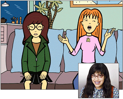 Daria Morgendorffer and her younger sister, Quinn, embody the same stereotype that Daphne and Velma exhibit, except the lead of the show is the mousy girl in the glasses!