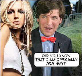 September 3, 2003: In response to the many godless actors and entertainers that had become outspoken critics of President George Bush, Spears issues a statement with the help of Special Agent Tucker Carlson. (For the record, Carlson is still officially not gay).