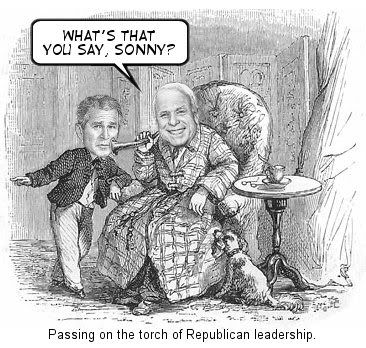 McCain/Bush - Passing on the torch of Republican leadership.