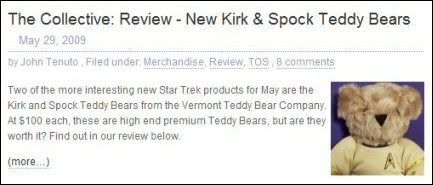 Review - New Kirk & Spock Teddy Bears