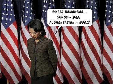 Condoleezza Rice: Gotta Remember...Surge = Bad: augmentation = Good!