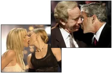 After murdering Liberal Democratic Ideology Situation Comedy actor John Ritter, Britney appeared on the MTV Video Music Awards and gave a steamy mid-performance kiss with her middle-aged counterpart, Madonna, to help start the Republican anti-gay agenda build steam for the 2004 presidential election.