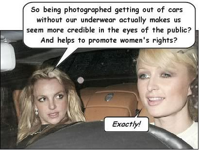In February 2007 Britney begins partying incessantly with future presidential candidate Paris Hilton to draw attention away from the Walter Reed Army Medical Center investigation.