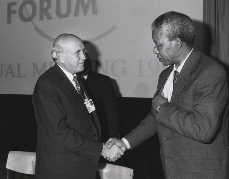 Frederik de Klerk with Nelson Mandela