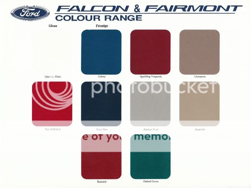 Ford Falcon Colour Chart
