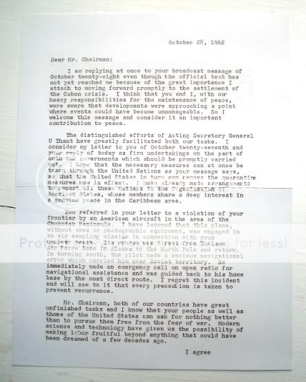 John F Kennedy 1862 Letter Nikita Khrushchev Soviet