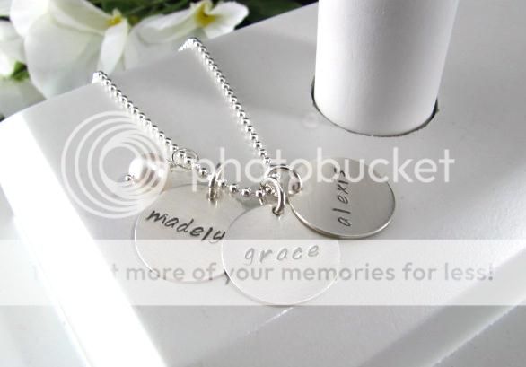   Silver Stamped PERSONALIZED 3 Charms Initial Name MOM Necklace  