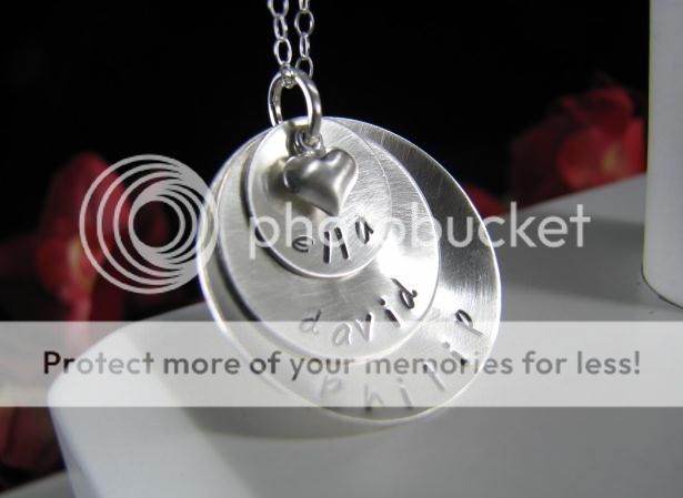 Sterling Silver Hand Stamped Mom Grandmother Mommy Necklace 3 Layer