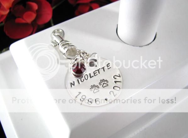 Hand Stamped Sterling Silver Personalized Dog Cat Pet Name Tag