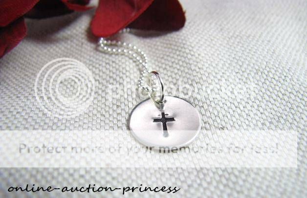 Sterling Silver Hand Stamped CROSS Necklace Pendant Christian 