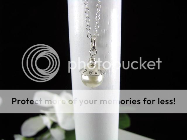   Hand Stamped Swarovski Pearl Charm Personalized Necklace RUN 262