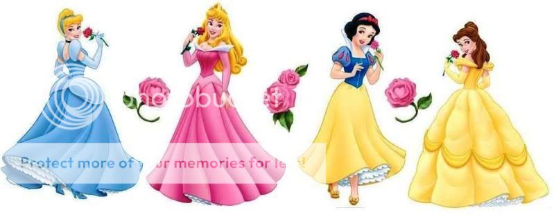 Cinderella,Aurora,Snow White,Belle
