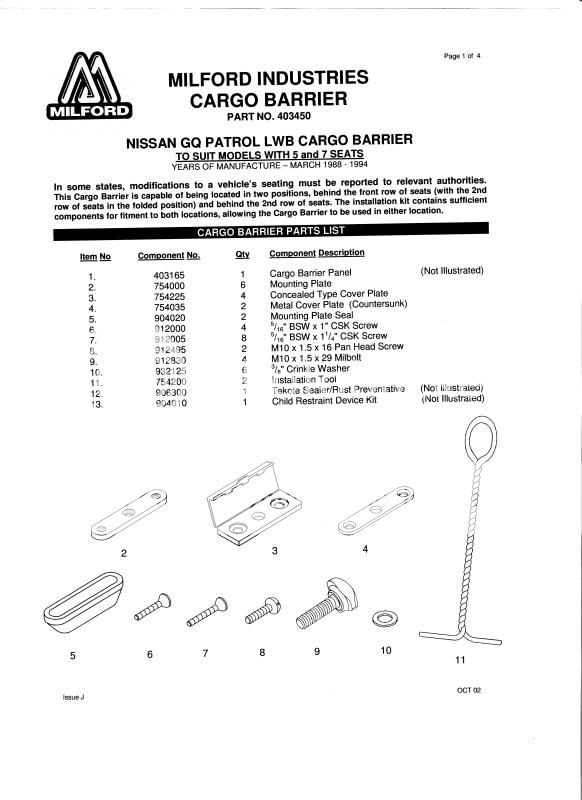 Ford cargo barrier instructions