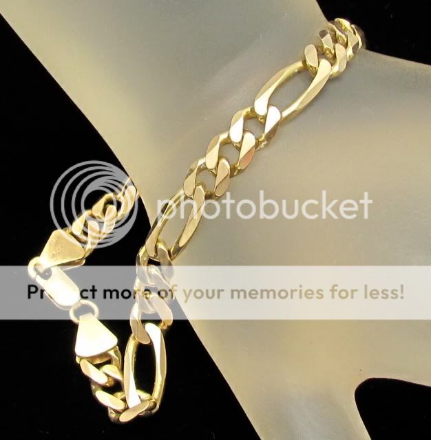 14KT GOLD Bracelet Figaro Chain 15.4 Grams Solid Gold 6.5mm Wide 8 1/4 